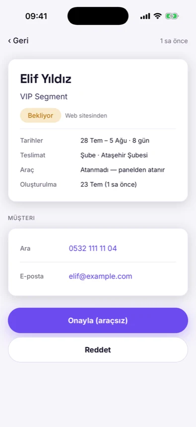Filopy mobil — rezervasyon onayı